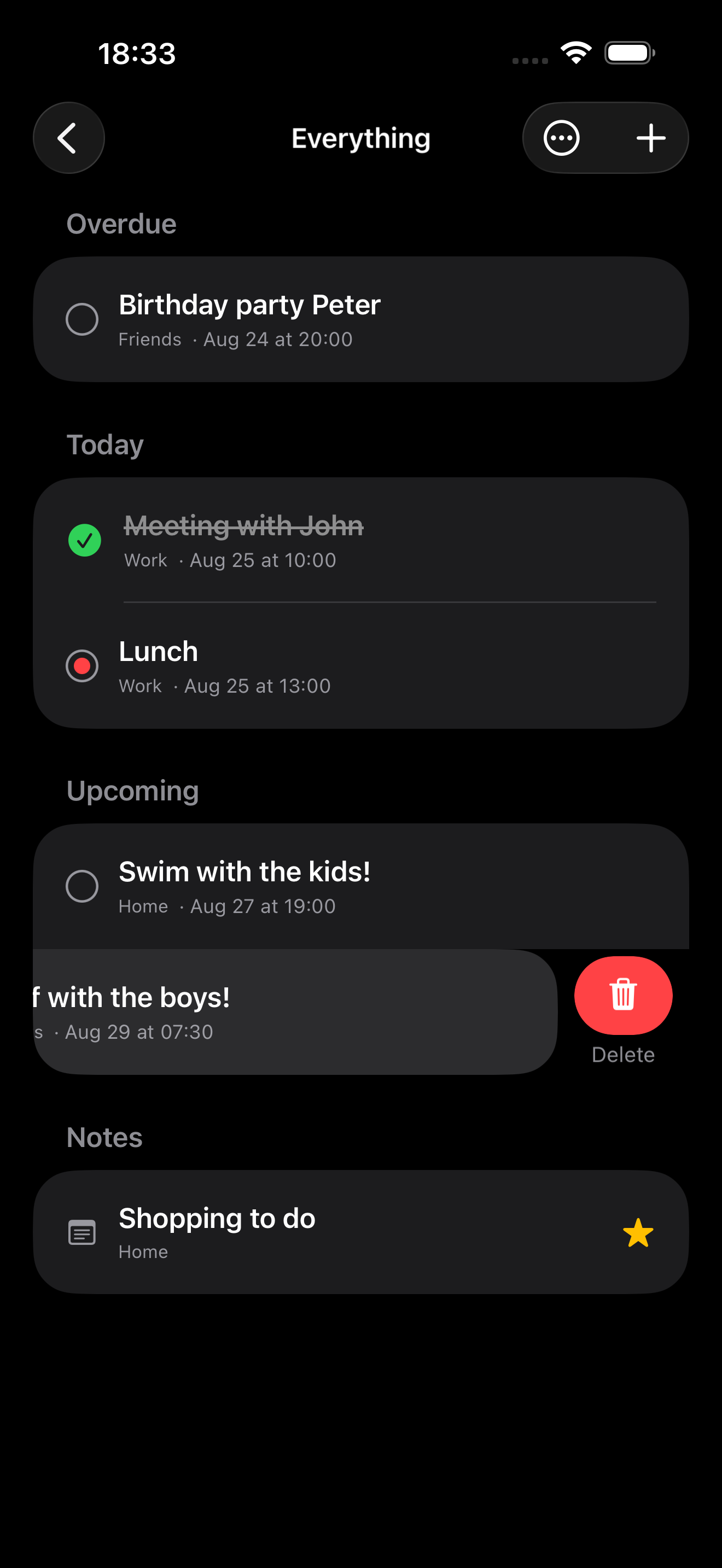 Swipe actions