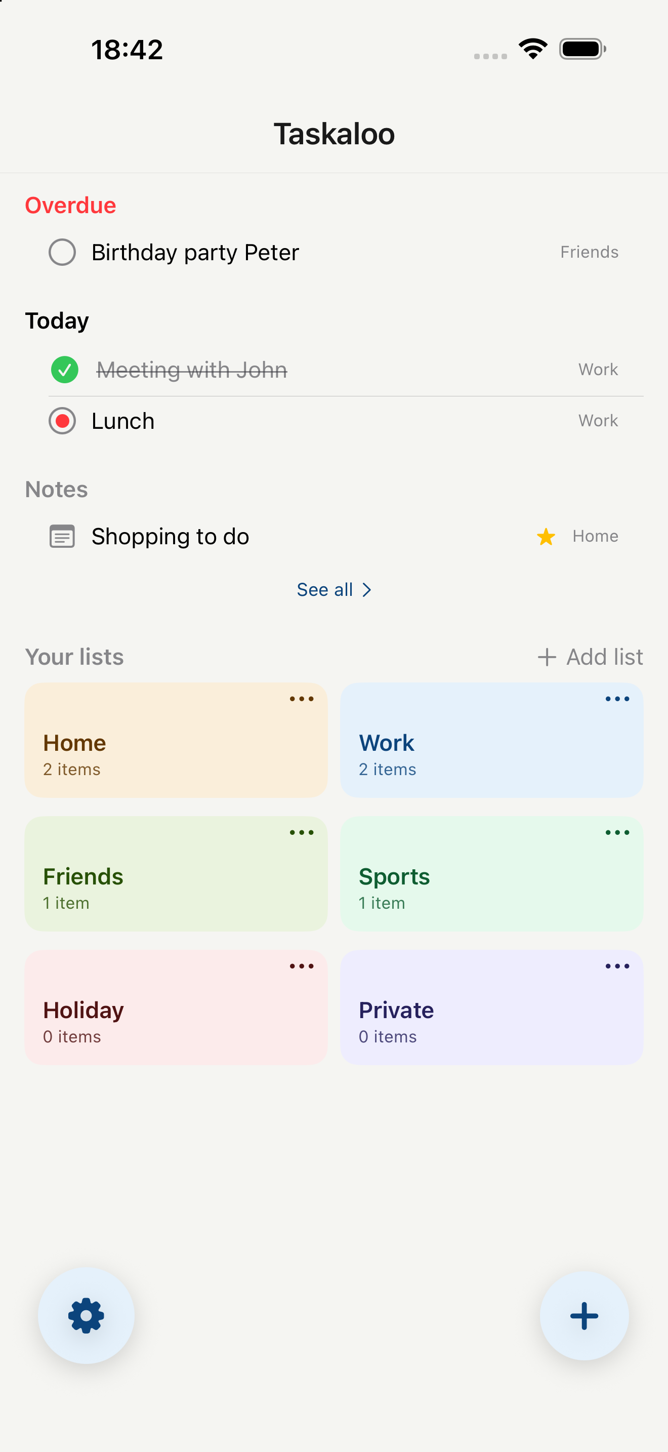 Home screen in light mode